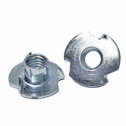 TN387163 3/8"-16 X 7/16"  Barrel, 3 Prong, Tee Nut, Coarse, Zinc